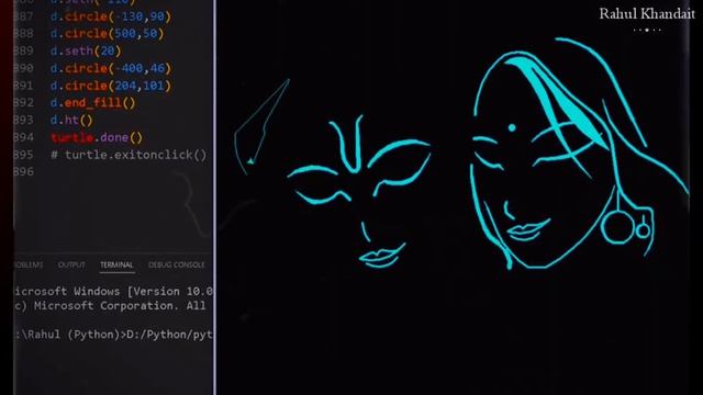 Radha Krishna drawing using python code смотреть онлайн