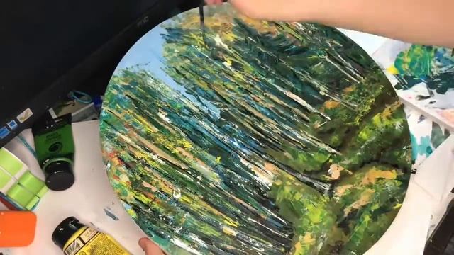 Demo painting abstract forest landscape. Процесс рисования леса в абстракции смотреть онлайн