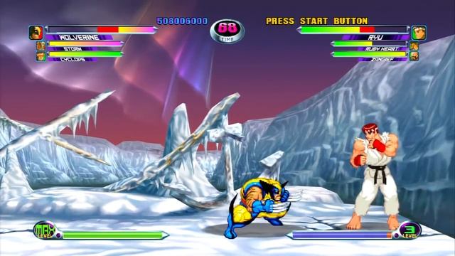 Marvel VS Capcom 2 - Wolverine/Storm/Cyclops - Expert Difficulty Playthrough смотреть онлайн