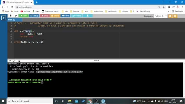 Python *args variable number arguments | Tamil смотреть онлайн