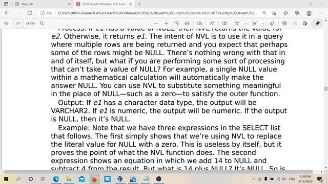Hàm NVL() , OCA Oracle Database SQL Exam Guide Exam 1Z0-071 смотреть онлайн