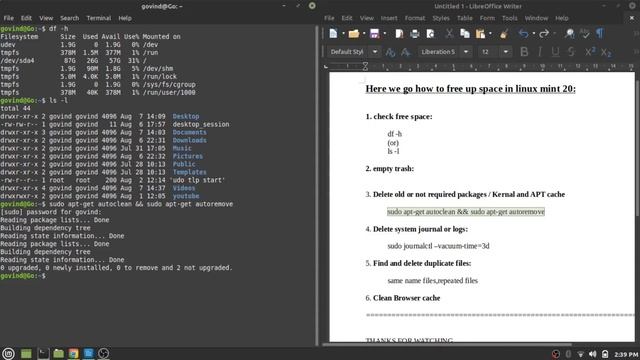 5 ways to cleanup space in linux mint 20 | cache clean in linux mint смотреть онлайн