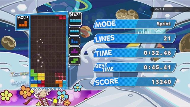 Puyo Puyo Tetris BT Cannon → C-Spin → Perfect Clear Loop Sprint (NS) 1:05.03