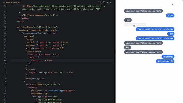 Animating an iMessage clone with Framer Motion's new layout mode! смотреть онлайн