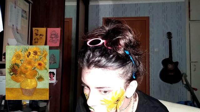 рисую подсолнухи ван гога на лице смотреть онлайн