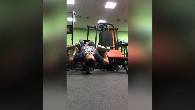 Жим гантелей лёжа под углом вниз. смотреть онлайн