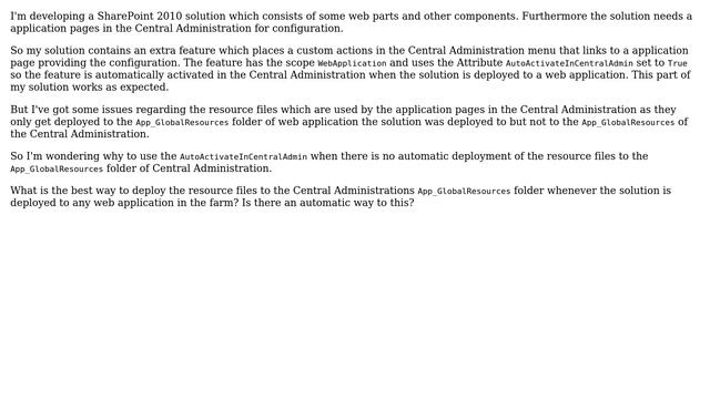 Automatically deploy resource files to Central Administration's App_GlobalResources folder when... смотреть онлайн