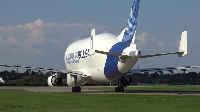 Close lineup and takeoff of Airbus A300-600ST Beluga @ Hamburg Airport смотреть онлайн
