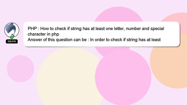 PHP : How to check if string has at least one letter, number and special character in php смотреть онлайн