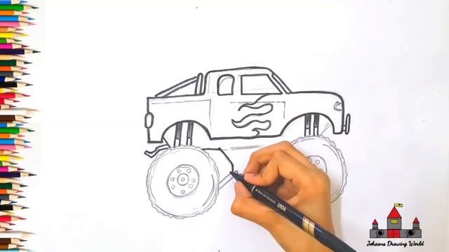#monstertruck How To Draw A Monster Truck | Easy Drawing For Kids & Beginners