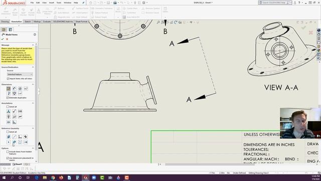 E6 SolidWorks 2020 - Detailing Drawing Basics 1 Tutorial смотреть онлайн