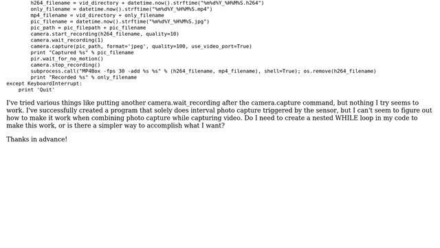Raspberry Pi: Python picamera module: Interval photo capture while recording video смотреть онлайн
