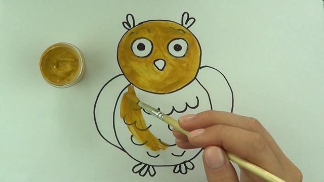 How to draw an owl for kids/как нарисовать сову детям/draw and color a drawing for children смотреть онлайн