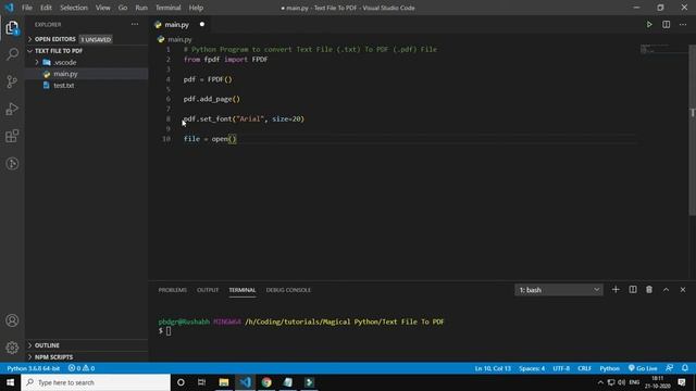 Python Program To Convert Text [.txt] To PDF [.pdf] | FPDF Module In Python | Hindi смотреть онлайн