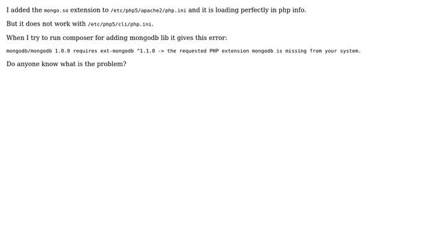 mongo.so working fine with php apache ini but not with php cli смотреть онлайн