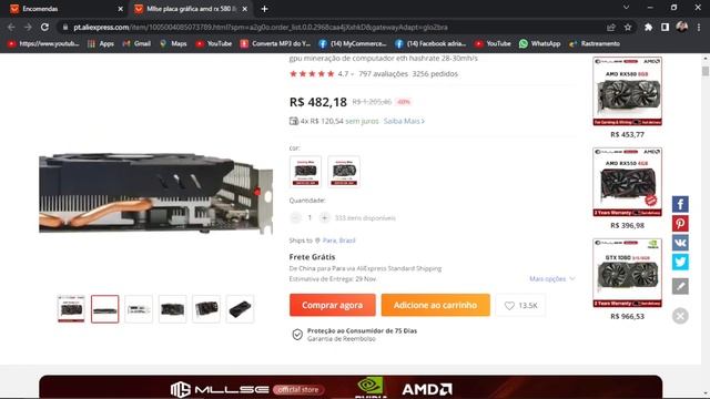 RX580 2048sp 8gb DO ALIEXPRESS AS QUERIDINHAS COM PREÇO OTIMO #RX580 #RX5708gb смотреть онлайн