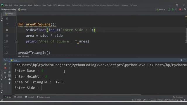 Python Program To Calculate Area Of Triangle & Square | Python functions смотреть онлайн