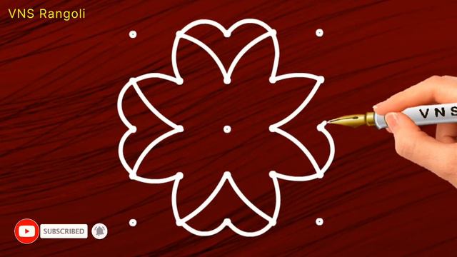 very easy 5*5 dots rangoli design || 5 chukkala muggu || VNS Rangoli смотреть онлайн