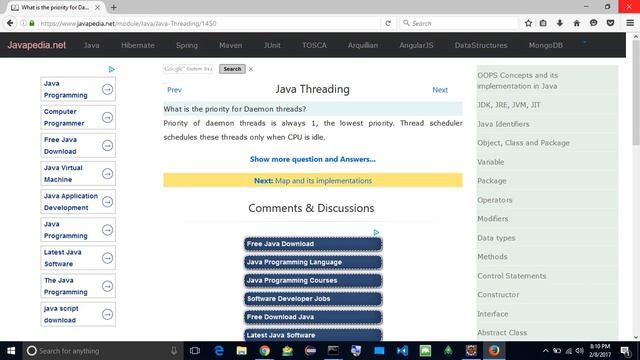 What is the priority for Daemon threads?
| javapedia.net смотреть онлайн