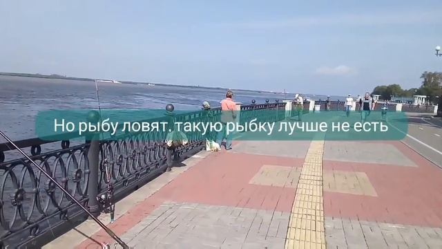 Начинается паводок. Набережная г. Хабаровска. Великий Амур