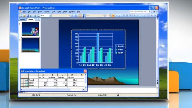 Microsoft® PowerPoint 2003: Insert chart into presentation on Windows® XP? смотреть онлайн
