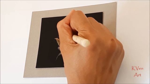 #022 Drawing A Red Rose In Colored Pencils On Black Paper