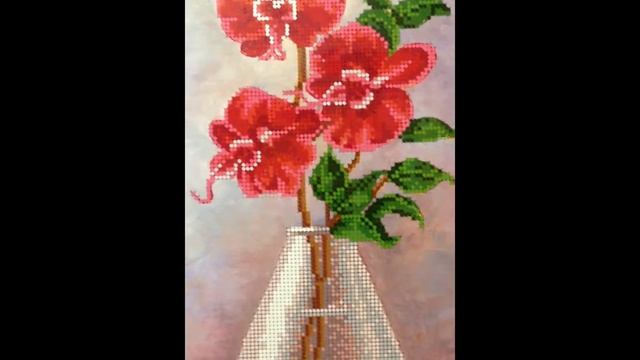 Схема на холсте для вышивки бисером "Трио в вазе" смотреть онлайн