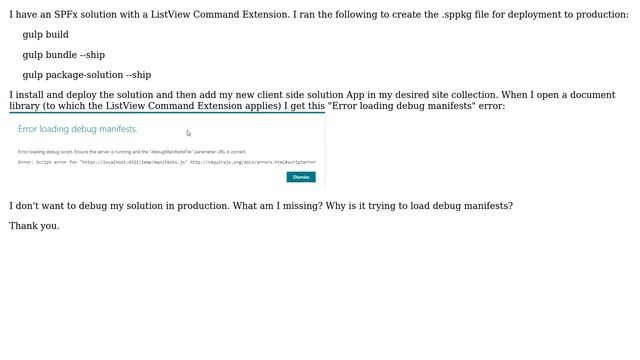 Sharepoint: I don't want to debug my SPFx ListView Command Extension in production смотреть онлайн