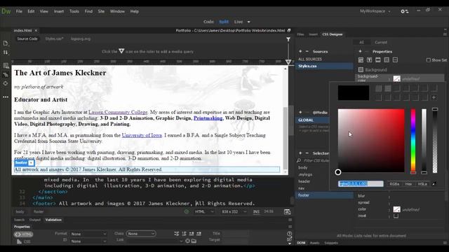 Adobe Dreamweaver CC Adding Background Color to Elements смотреть онлайн