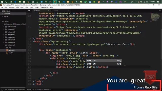 Bootstrap 4 Tutorial in Hindi Part 9 : bootstrap 4 cards in Hindi/Urdu смотреть онлайн