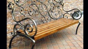 Скамейка кованая  со спинкой с деревом
