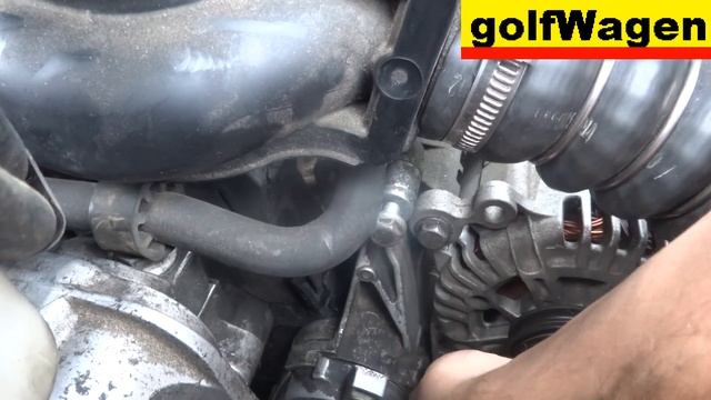 VW Golf 5 how to change serpentine belt tensioner pulley смотреть онлайн