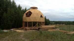 Обшивка купола дома d 9, фанерой OSB (пос.Шигали г.Казань)