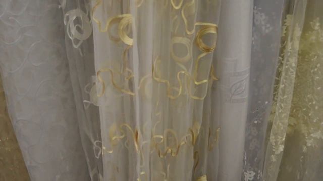 Тюли в спальню. Тюль органза. 3860. Тюль органза, апликация ленточка. Тюли органза.