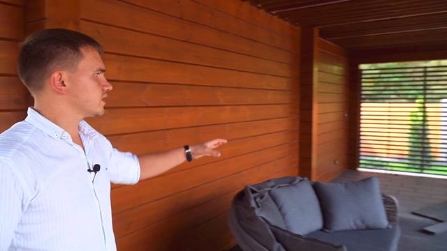 Дизайнерский Одноэтажный дом с окнами в пол из клееного бруса! Обзор проектной застройки, генплана. смотреть онлайн