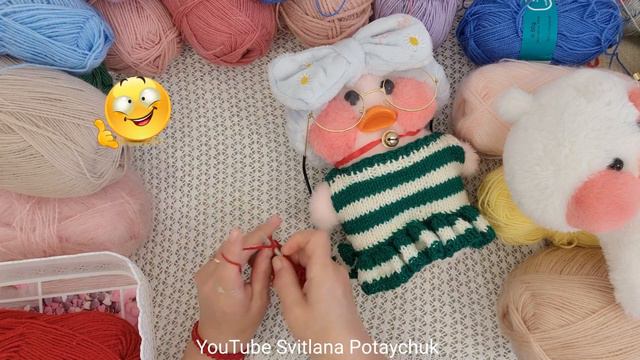 DIY Fluffy Spring Sweater for Duck Lalafanfan Clothes Duck Step by Step Knitting Simple and easily смотреть онлайн