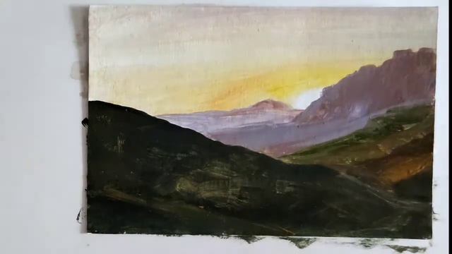 Миниатюра маслом "Село Куруш" смотреть онлайн