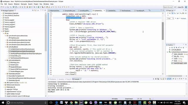 Java Jdbc CallableStatement Select Example смотреть онлайн