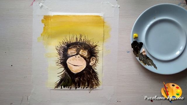 Этюд № 2️⃣7️⃣ Рисуем обезьянку Акрил для начинающих смотреть онлайн