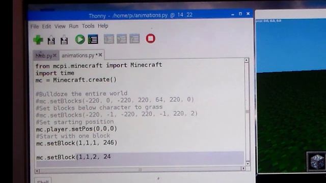 Minecraft Pi Python Animation Basics with one block смотреть онлайн