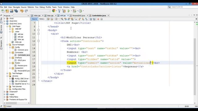 Como Hacer CRUD en JAVA JSP con Patron MVC y MYSQL - Parte 03 смотреть онлайн