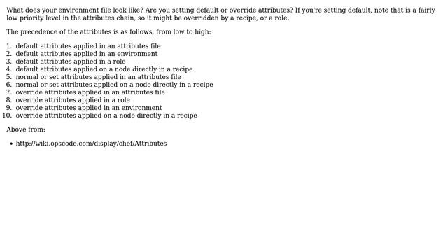In Chef, how do I access attributes set in the environment JSON from cookbook attributes files? смотреть онлайн