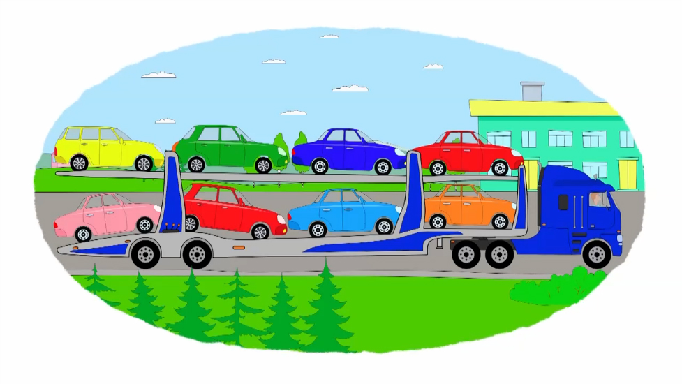 Мультик-Раскраска. Учим цвета. Автомобильные тягачи. Мультики про машины.