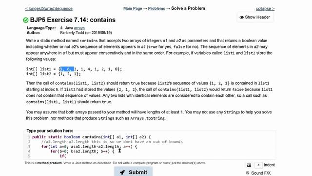 Java Practice It | Exercise 7.14: contains | arrays, syntax, array basics, condition смотреть онлайн