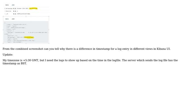 Kibana: Timestamp field looks different from the Table and JSON fields in the UI смотреть онлайн