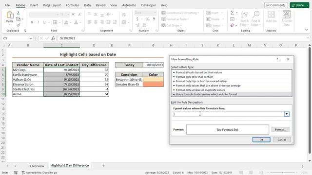 Highlight Day Difference in Excel смотреть онлайн