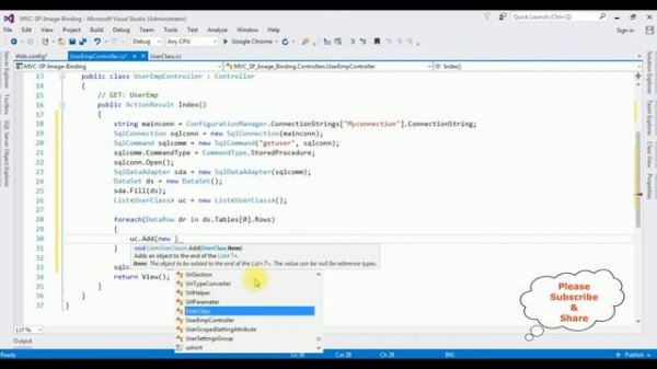 mvc stored procedure example binding images into table c#4.6