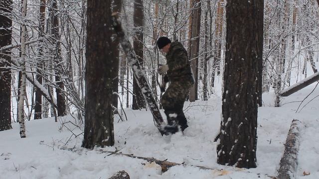 Одиночный поход в лес. Строю бушкрафт укрытие.