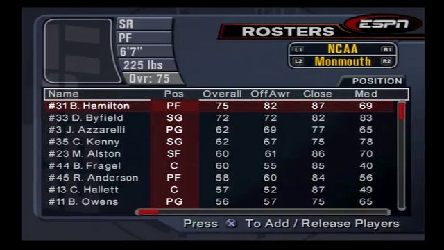 College Hoops 2k5 roster flip through смотреть онлайн