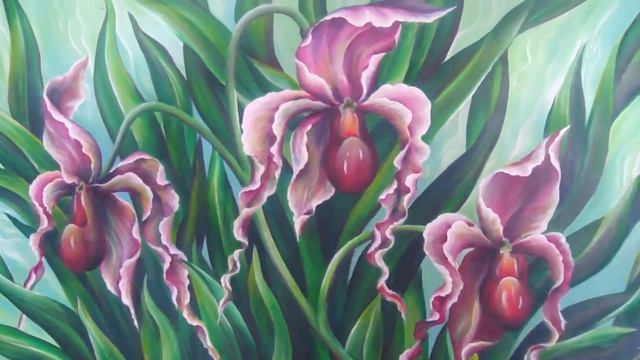 Картина Орхидеи, мистика индийских танцев. София Голдберг. Beautiful orchids, painting смотреть онлайн